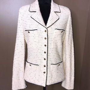 ST. JOHN Collection Tweed Knit Sweater Blazer 10